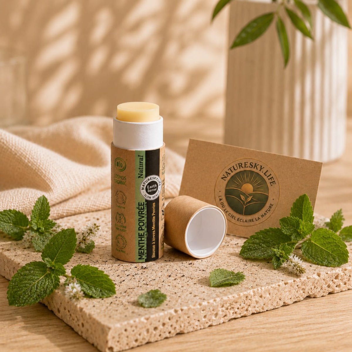 Baume à lèvres bio menthe poivrée 15ml NatureSky - packshot