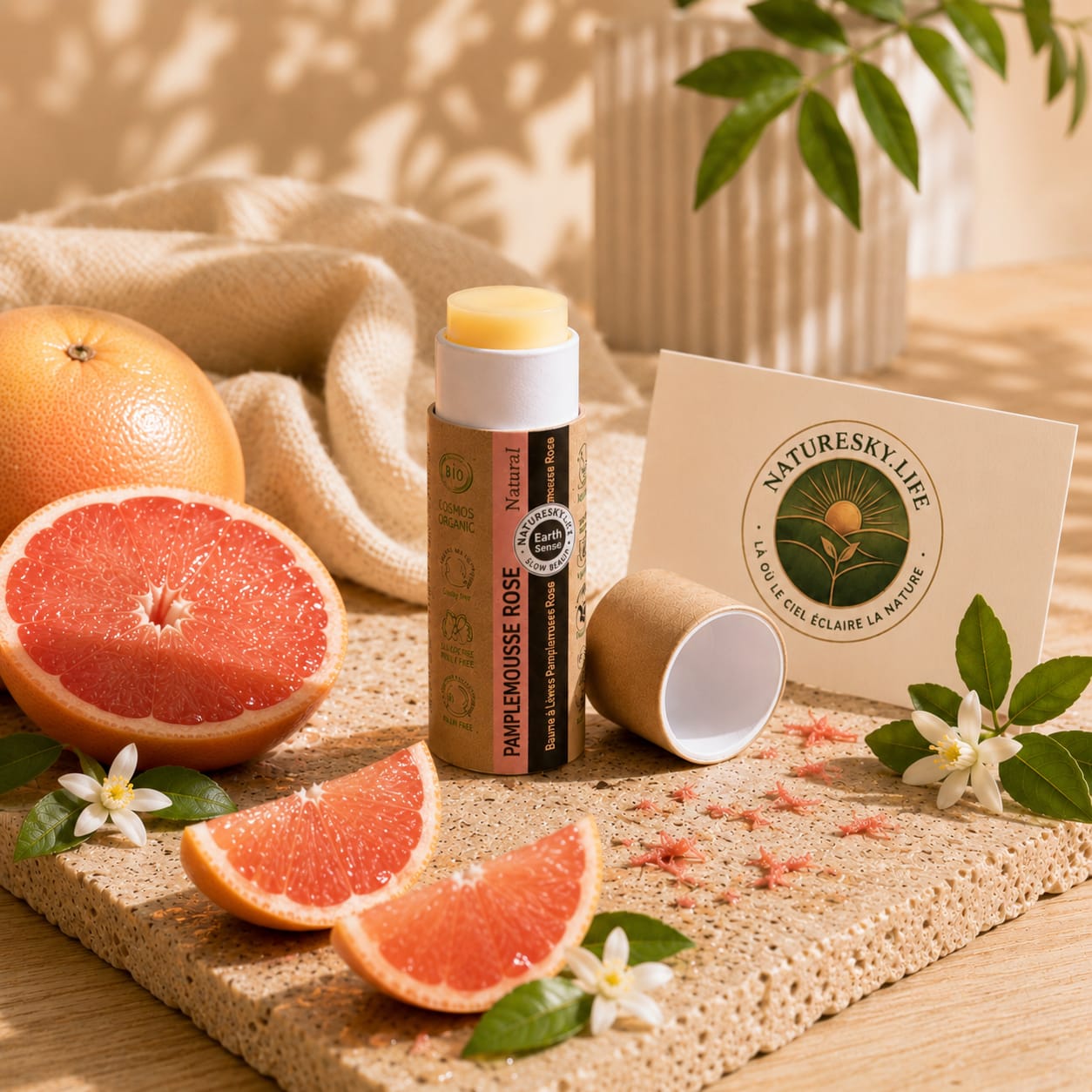 Baume à lèvres bio pamplemousse rose 15ml NatureSky - packshot