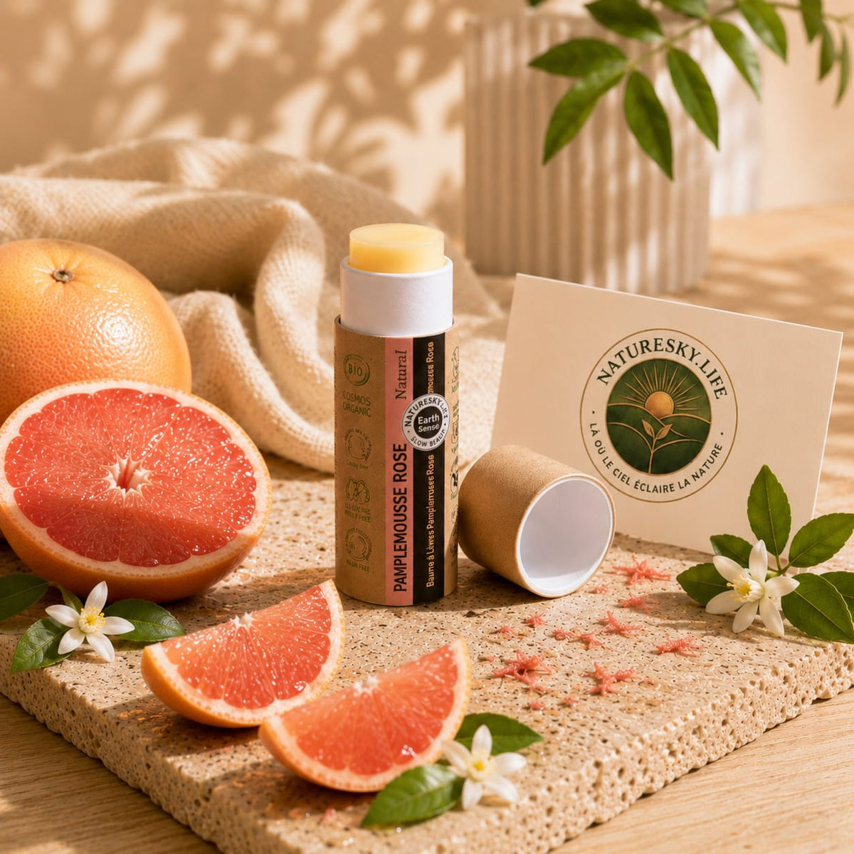 Baume à lèvres bio pamplemousse rose 15ml NatureSky - packshot